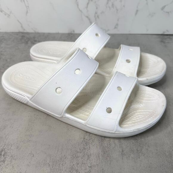 Crocs Classic Sandal Iconic White Unisex US M9/W11 Two Strap Slip-On Lightweight - Picture 1 of 7